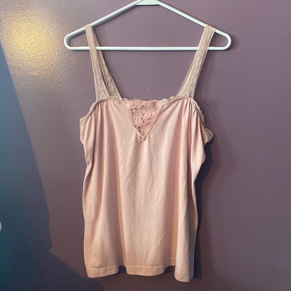 Xhilaration blush pink tank with lace detail.